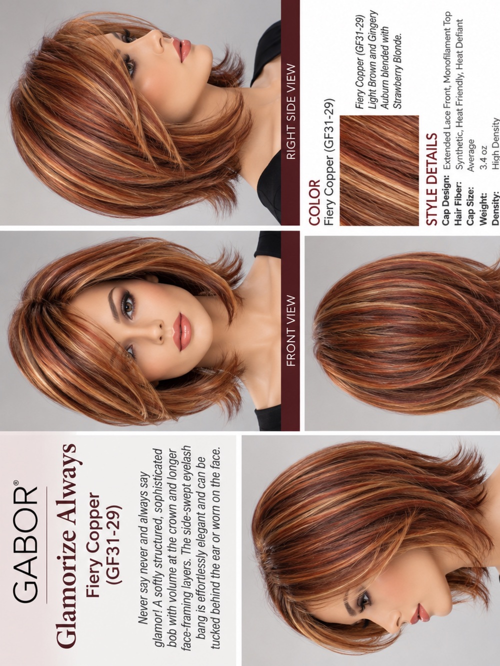 Glamorize Always in Fiery Copper with Strawberry Highlights by Gabor